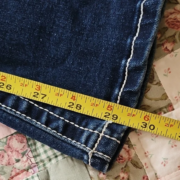 BAMBOO Women's Dark Blue Boot Cut/Flare DistressedJeans - Picture 13 of 13